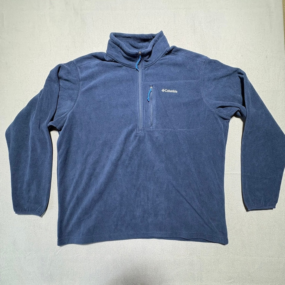 Columbia Mens XXL Navy Blue Fleece Quarter Zip Pullover Sweater XM1526